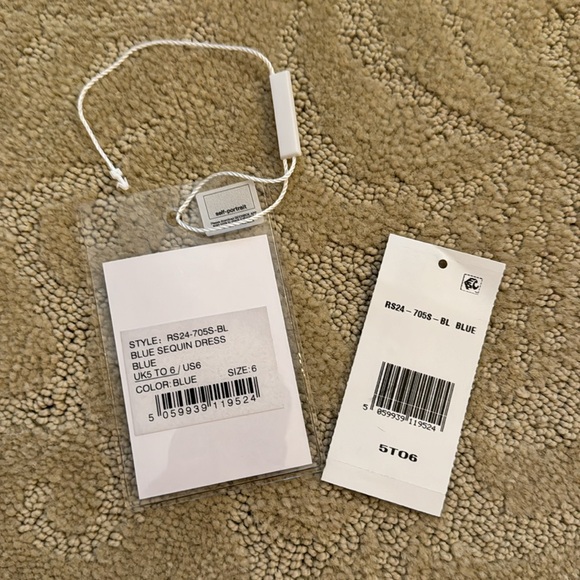 Self Portrait Dress- Size 5 / 6 GIRLS BLUE BEAD & FAUX PEARL TULLE DRESS - Picture 6 of 8